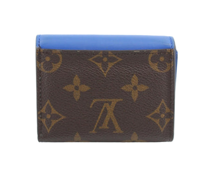 Pre-Owned Louis Vuitton Zoe Blue Leather & Monogram Canvas Wallet- LOU.S.1153