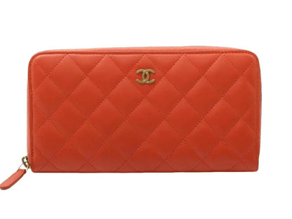 Pre-Owned Chanel Classic Lambskin Leather Long Wallet (Red) CHA.S.1022