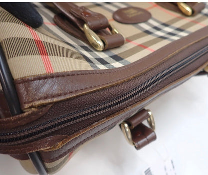 Pre-Owned Burberry Vintage Boston Haymark Check Canvas Top Handle BUR.B.1036