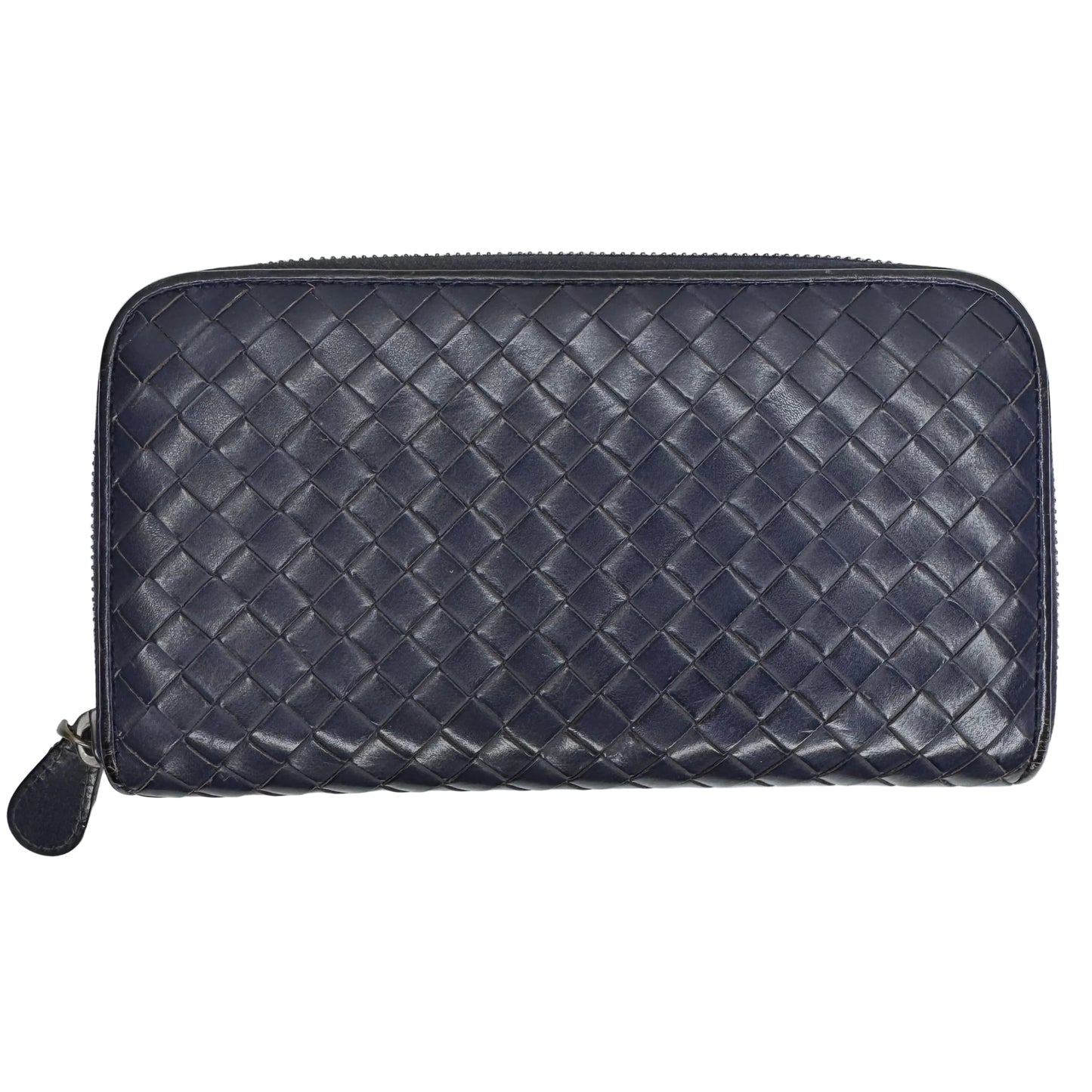 Pre-Owned Bottega Veneta Intrecciato Zippy Wallet (Navy) BOT.S.1004