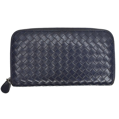Pre-Owned Bottega Veneta Intrecciato Zippy Wallet (Navy) BOT.S.1004
