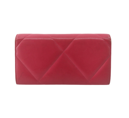 Pre-Owned Chanel 19 Long Wallet Lambskin Leather (Berry)