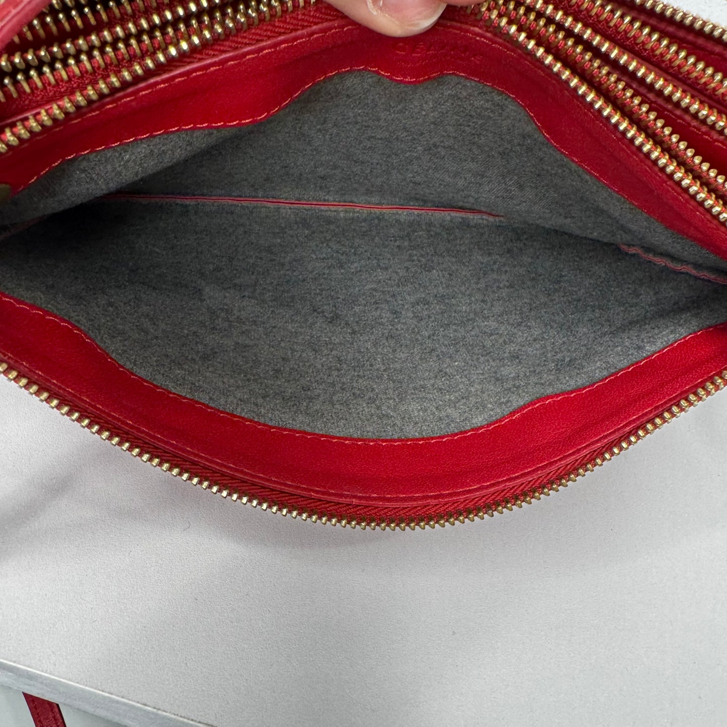 Pre-Owned Celine Triple Pochette Soft Leather Crossbody (Red) CEL.B.1005