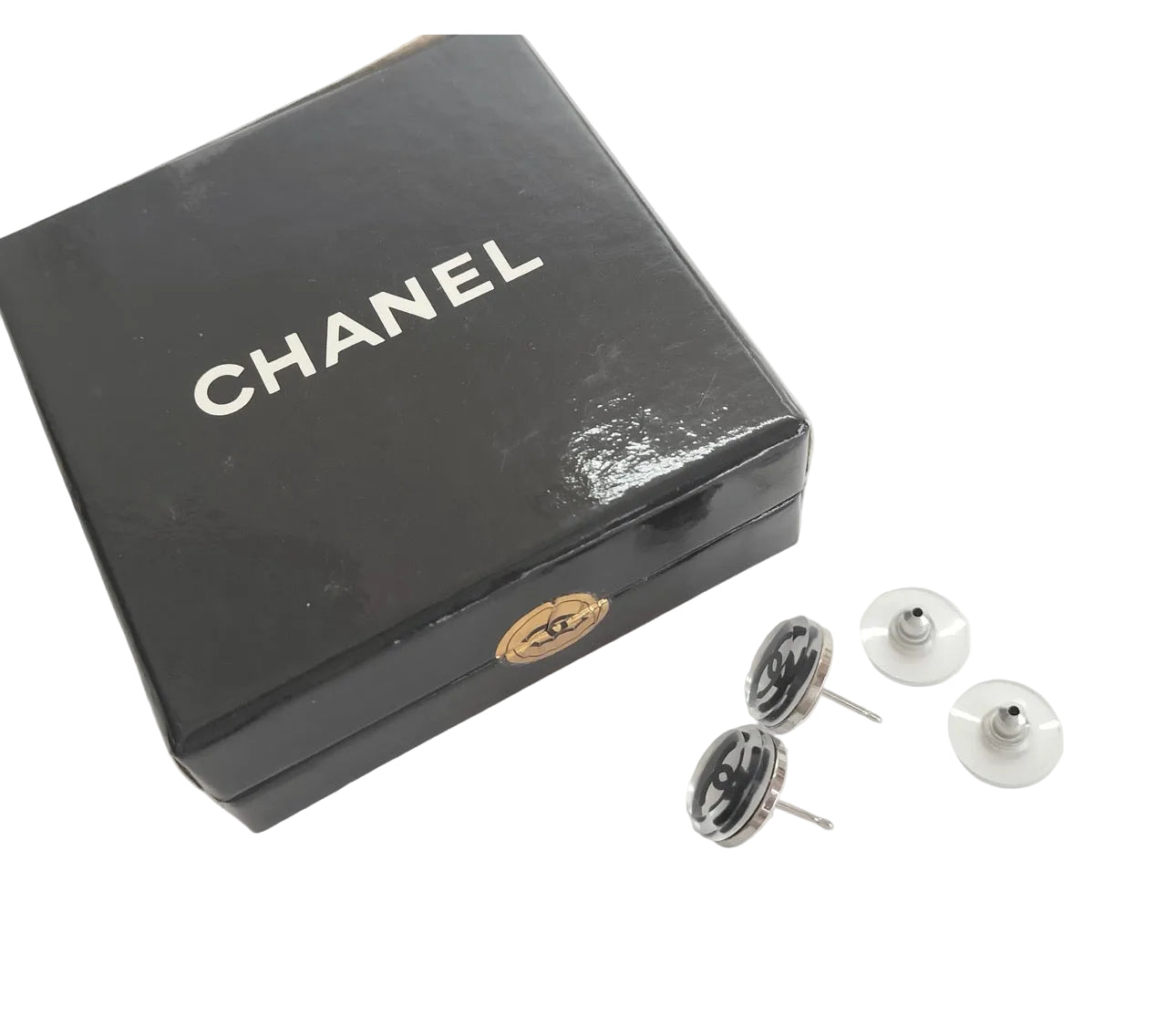 Preowned Chanel Circle Mirror CC 2004 Pierced Earrings-CHA.J.1078