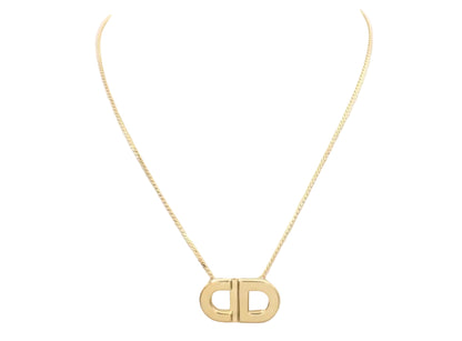Pre-Owned Christian Dior CD Gold Plated Large Logo Necklace DIO.J.1006