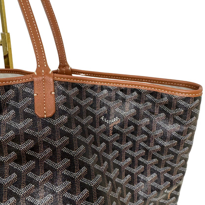 Pre-Owned Goyard Saint Louis Coated Canvas Tote (Black & Tan) GOY.B.1002