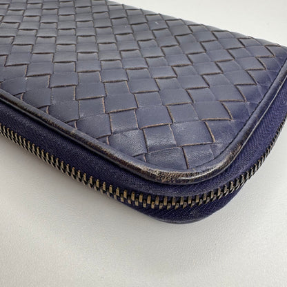 Pre-Owned Bottega Veneta Intrecciato Zippy Wallet (Navy) BOT.S.1004