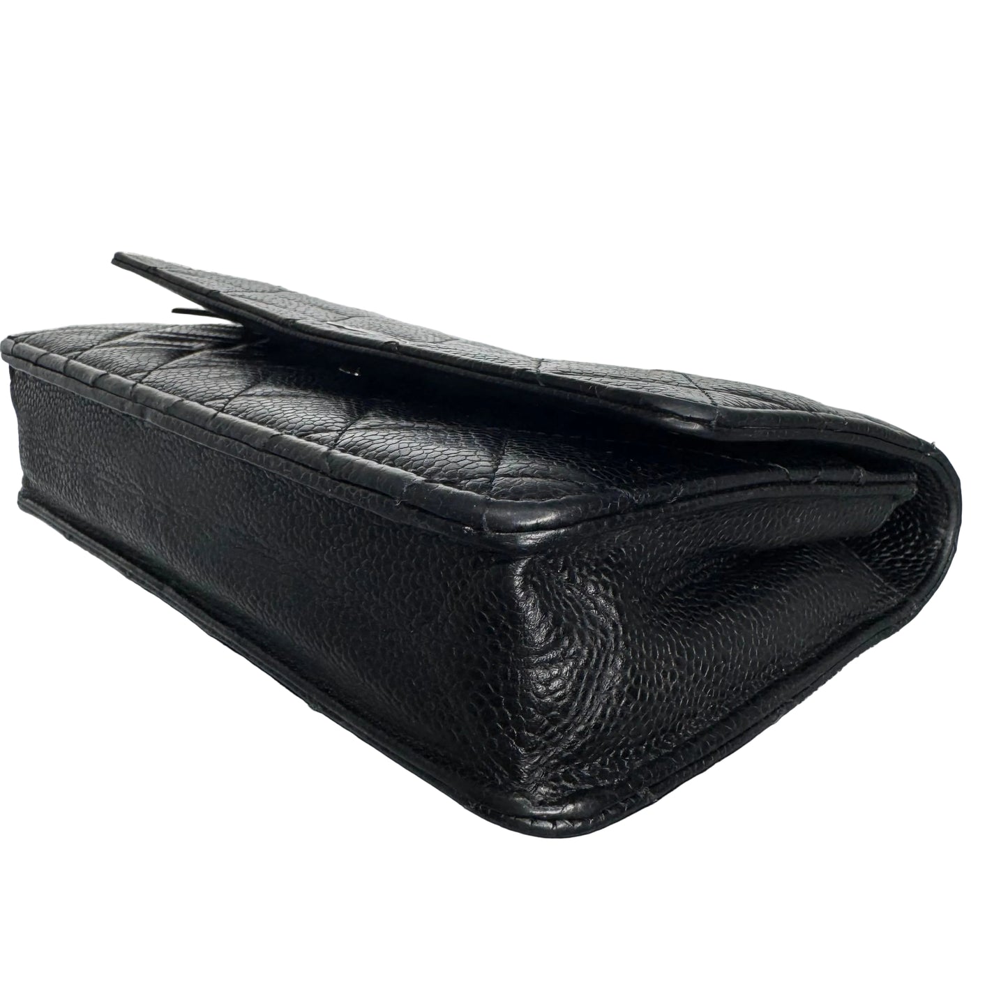 Pre-Owned Chanel WOC Caviar Leather Crossbody (Black & Silver) CHA.B.1029