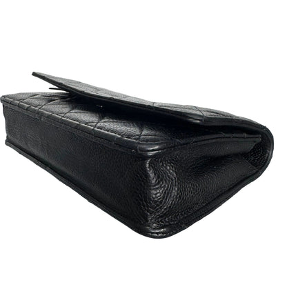 Pre-Owned Chanel WOC Caviar Leather Crossbody (Black & Silver) CHA.B.1029