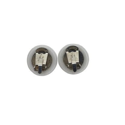 Pre-Owned Chanel Vintage Button Coco Mark White & Black Clip On Earrings 1996 CHA.J.1034