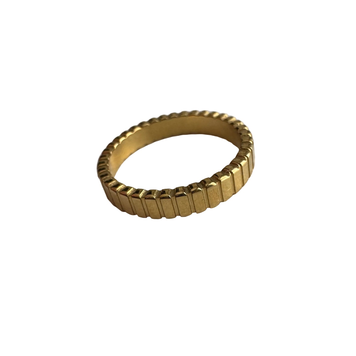 Fashion Fluted Band 18k Gold Plated Stainless Stacking Ring