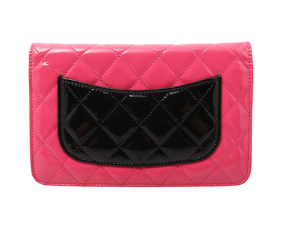 Pre-Owned Chanel WOC Patent Leather Crossbody (Black & Pink)