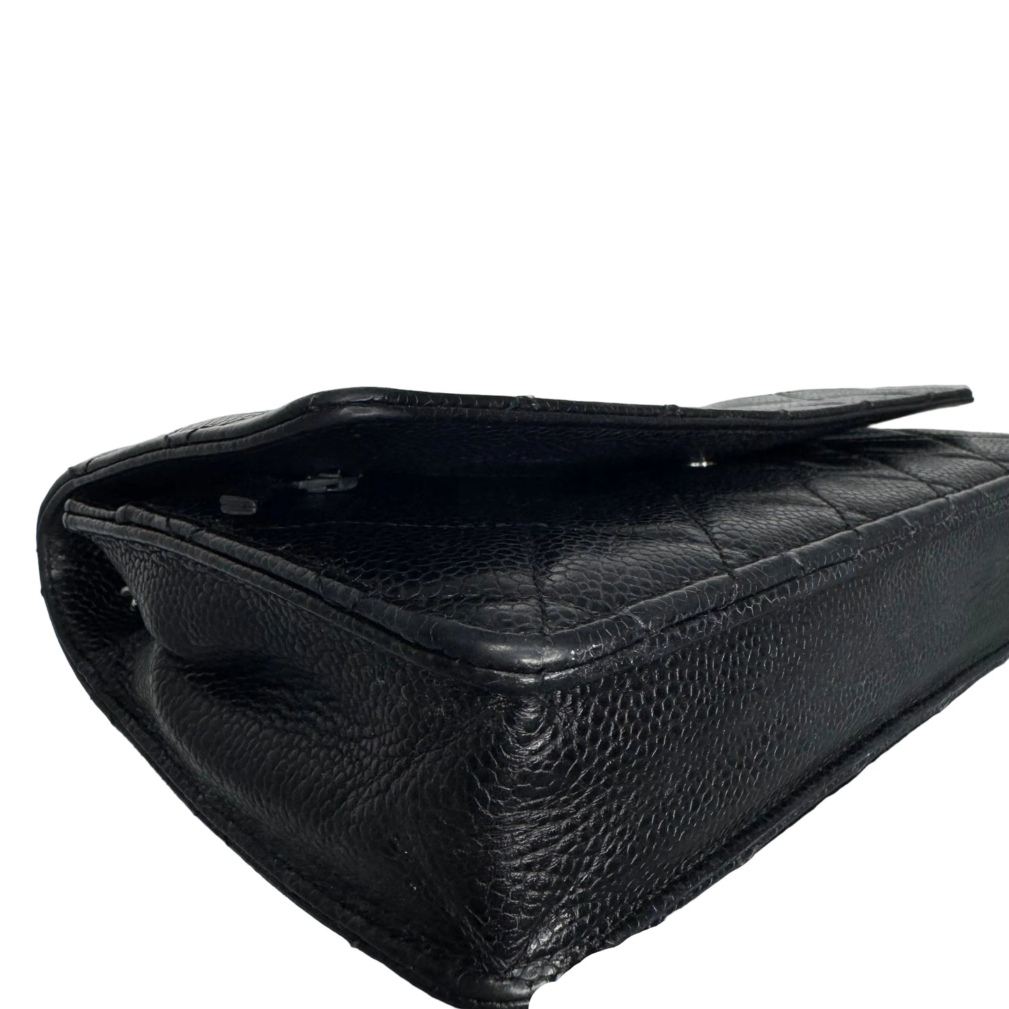 Pre-Owned Chanel WOC Caviar Leather Crossbody (Black & Silver) CHA.B.1029