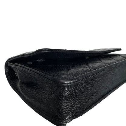 Pre-Owned Chanel WOC Caviar Leather Crossbody (Black & Silver) CHA.B.1029