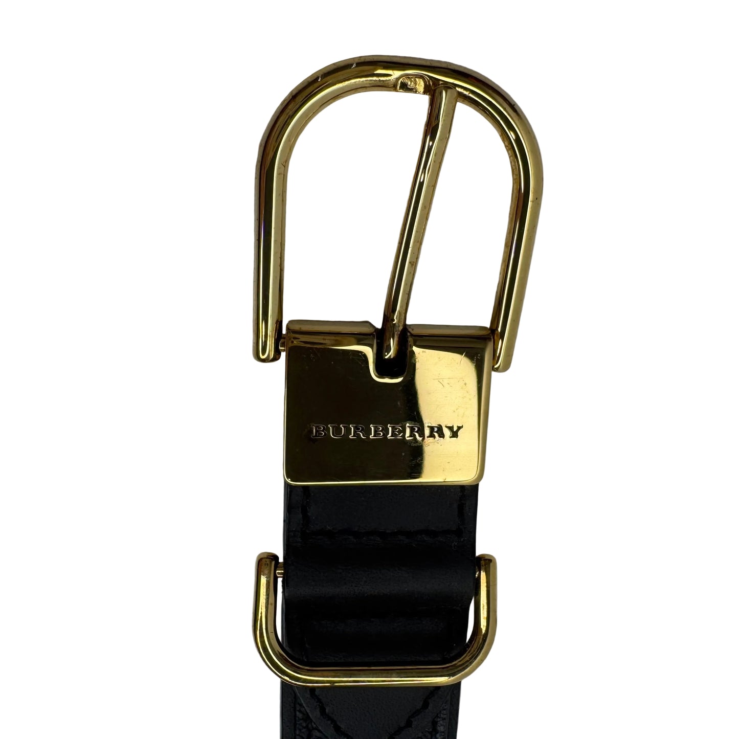 Pre-Owned Burberry Debossed Leather Belt 80 (Black)
