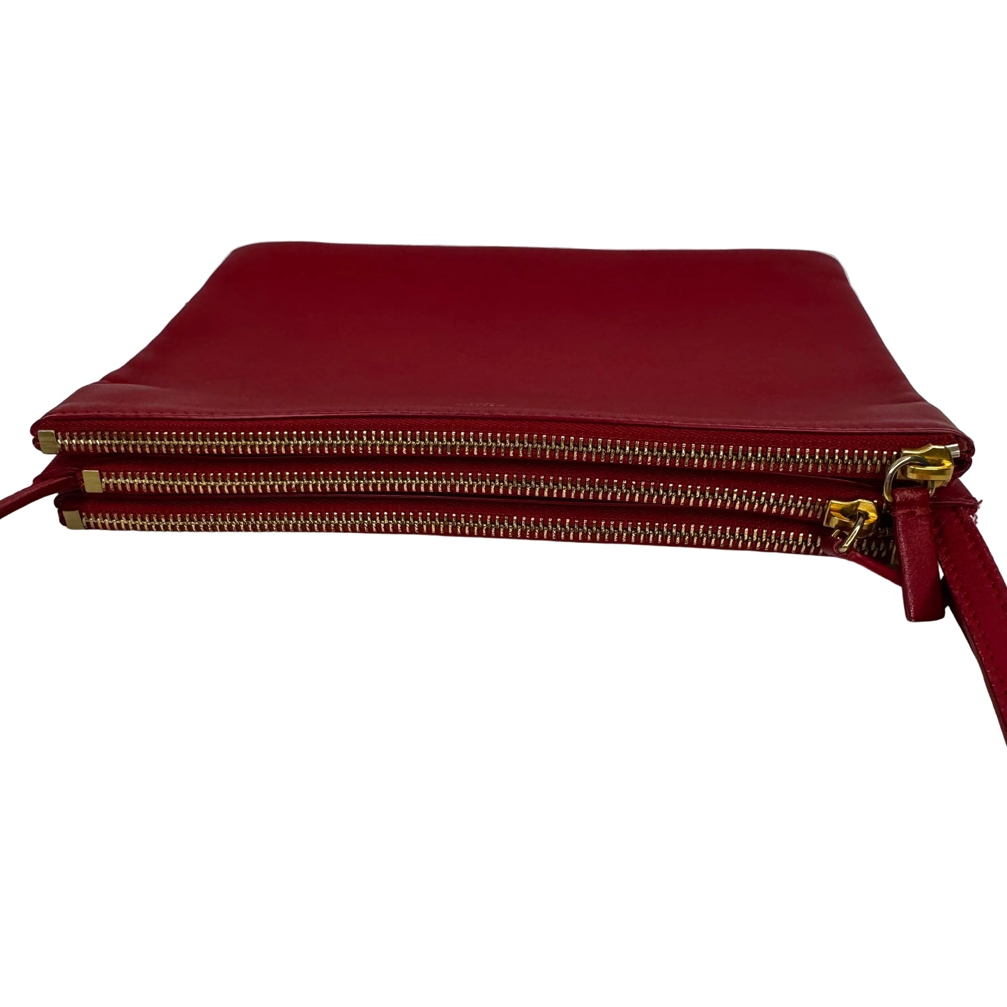 Pre-Owned Celine Triple Pochette Soft Leather Crossbody (Red) CEL.B.1005