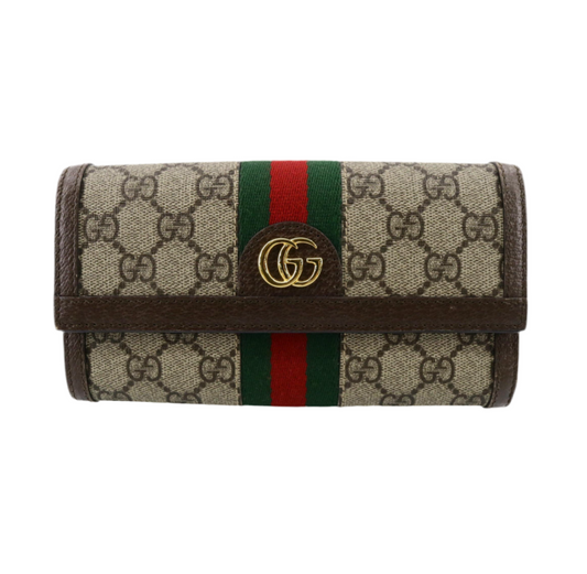 Pre-Owned Gucci Ophedia Continental GG Supreme Long Wallet