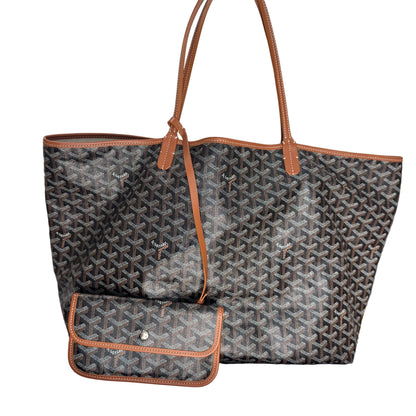 Pre-Owned Goyard Saint Louis Coated Canvas Tote (Black & Tan) GOY.B.1002