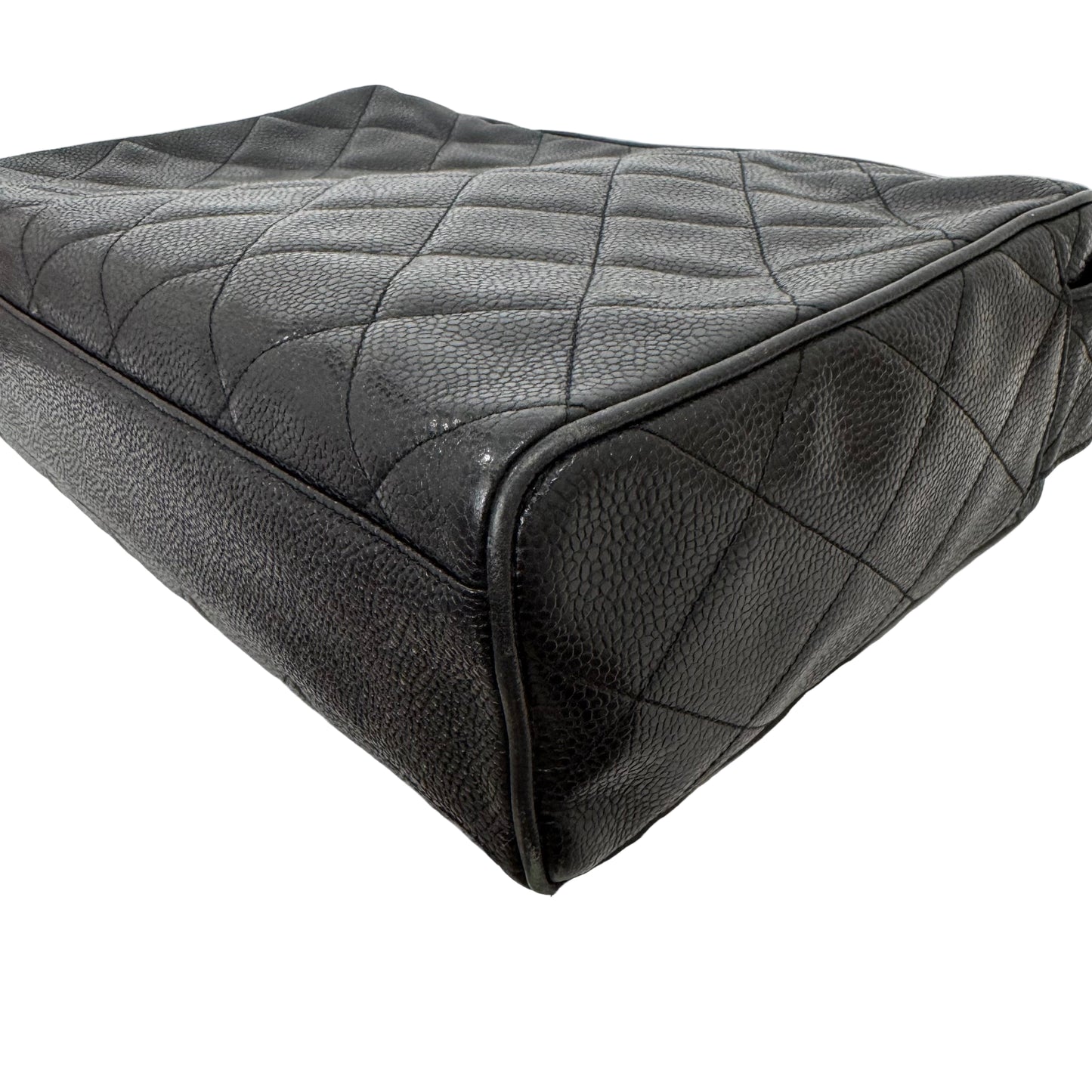 Pre-Owned Chanel Vintage Coco 3 Series Large Caviar Leather Camera Bag (Black) CHA.B.1022