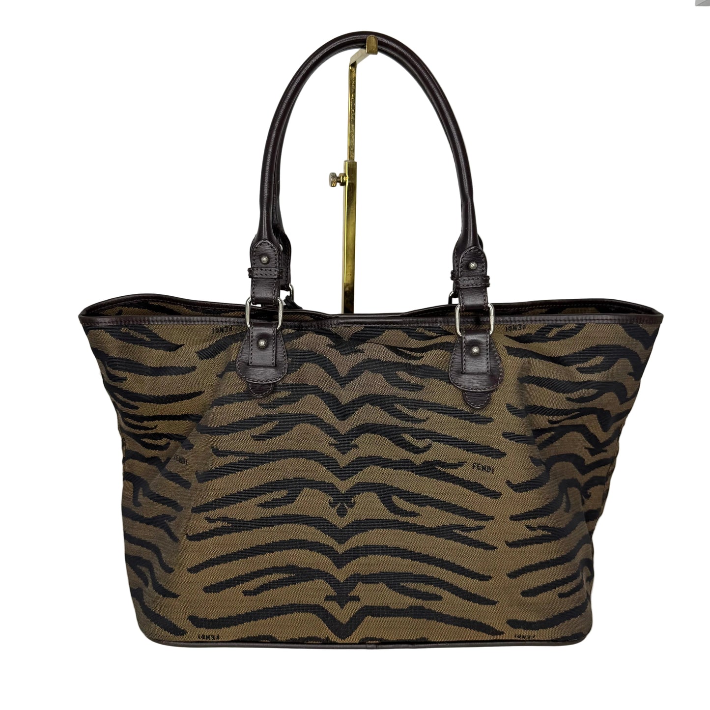 Pre-Owned Fendi Small Tiger Print Tote FEN.B.1004