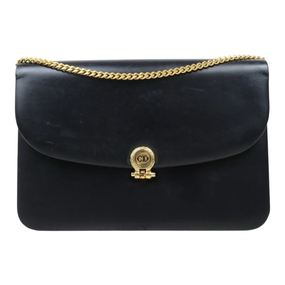Pre-Owned Dior Vintage Box Calf Shoulder Bag (Navy)