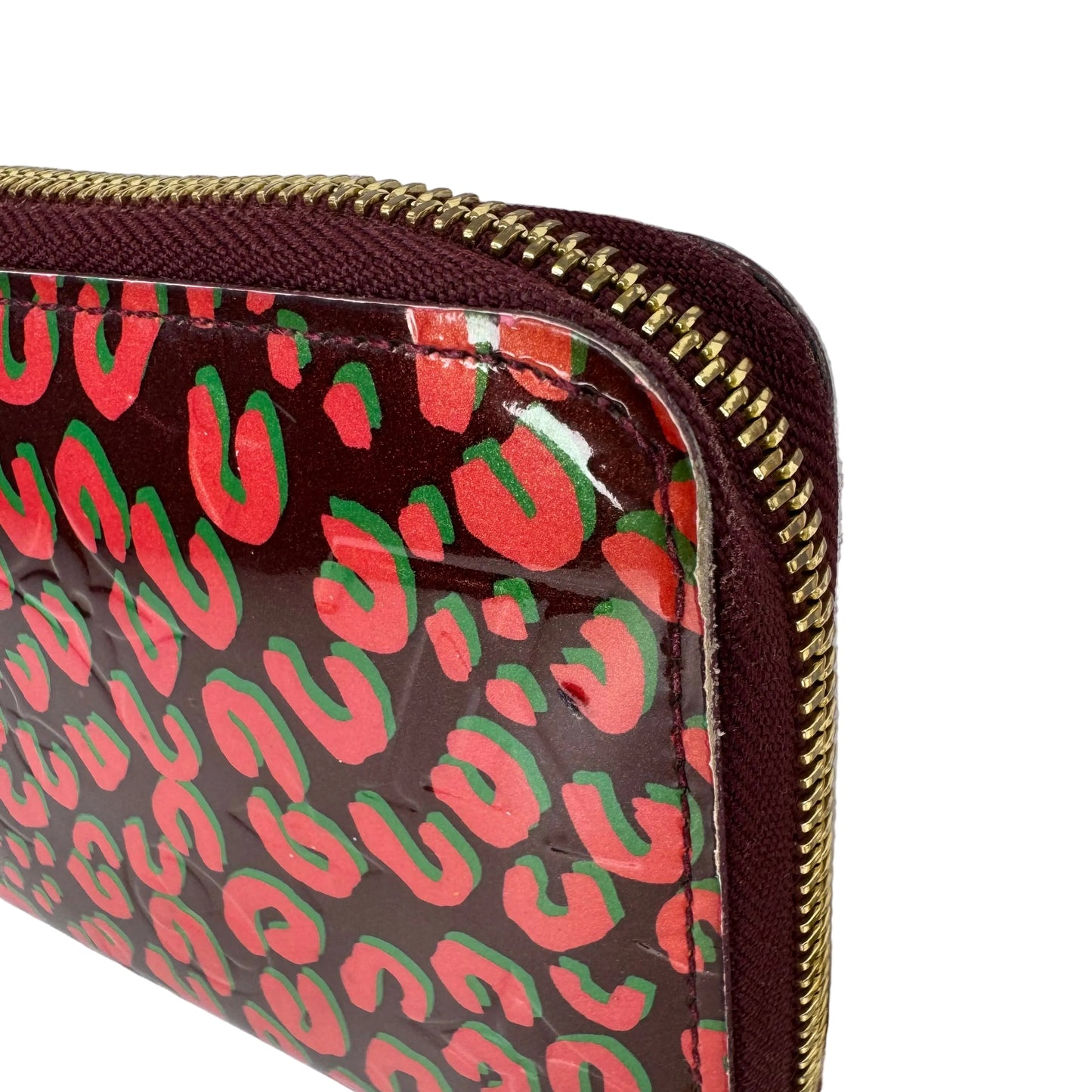 Pre-Owned Louis Vuitton Zippy Stephen Sprouse Leopard Graffiti Vernis Leather Wallet LOU.S.1293