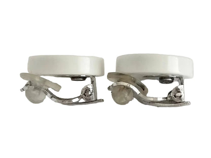 Pre-Owned Chanel Black & White Resin Coco Mark Clip on Earrings CHA.J.1142