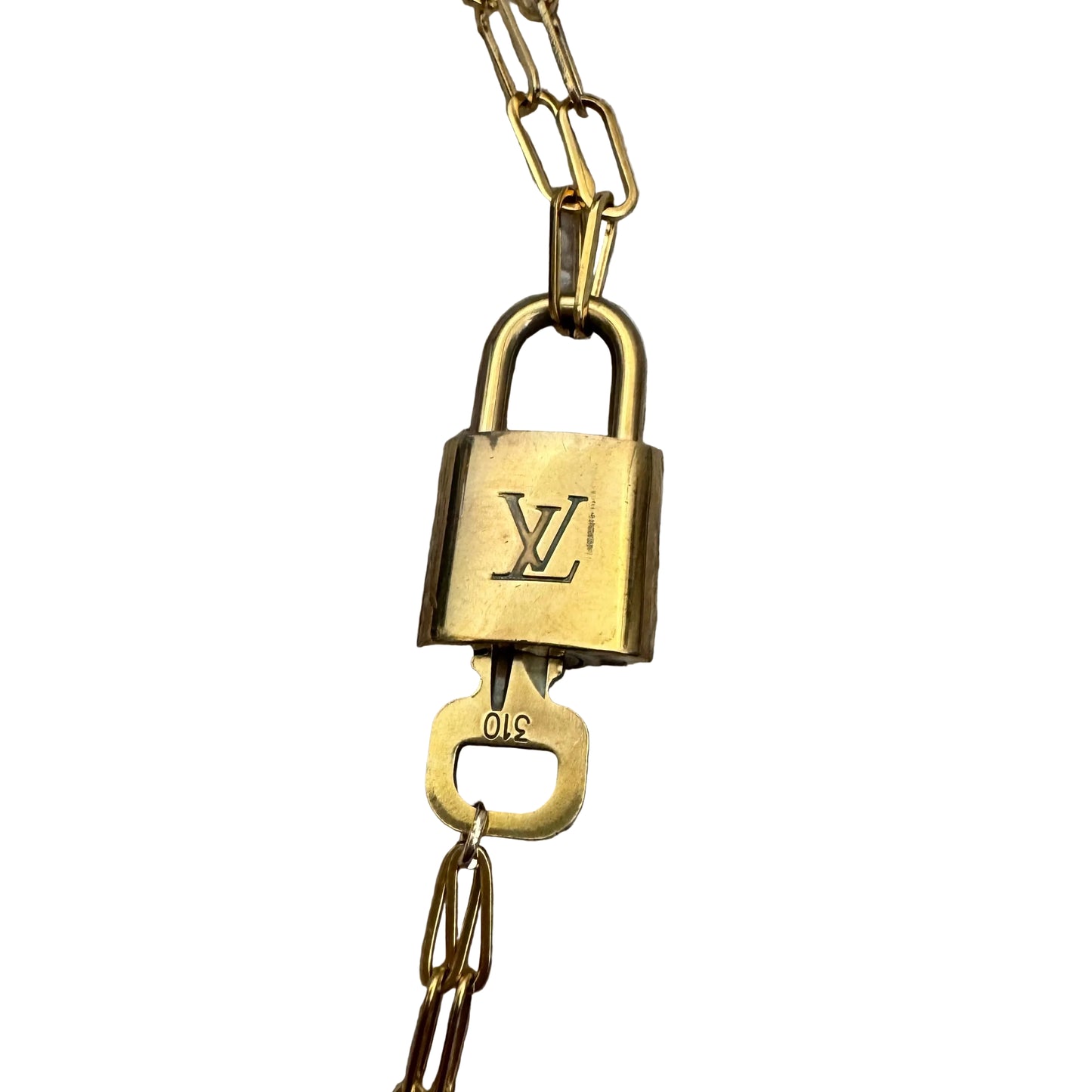 Louis Vuitton Lock & Key on Paper Clip Chain Necklace & Bracelet