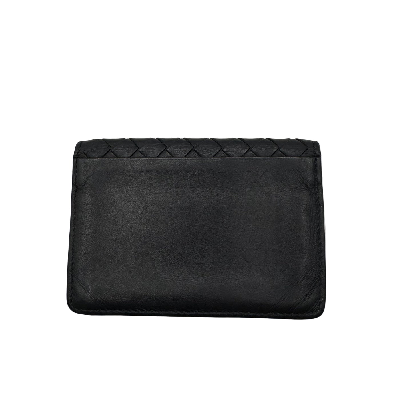 Pre-Owned Bottega Veneta Intrecciato Business Card Holder Leather (Blac) BOT.S.1000