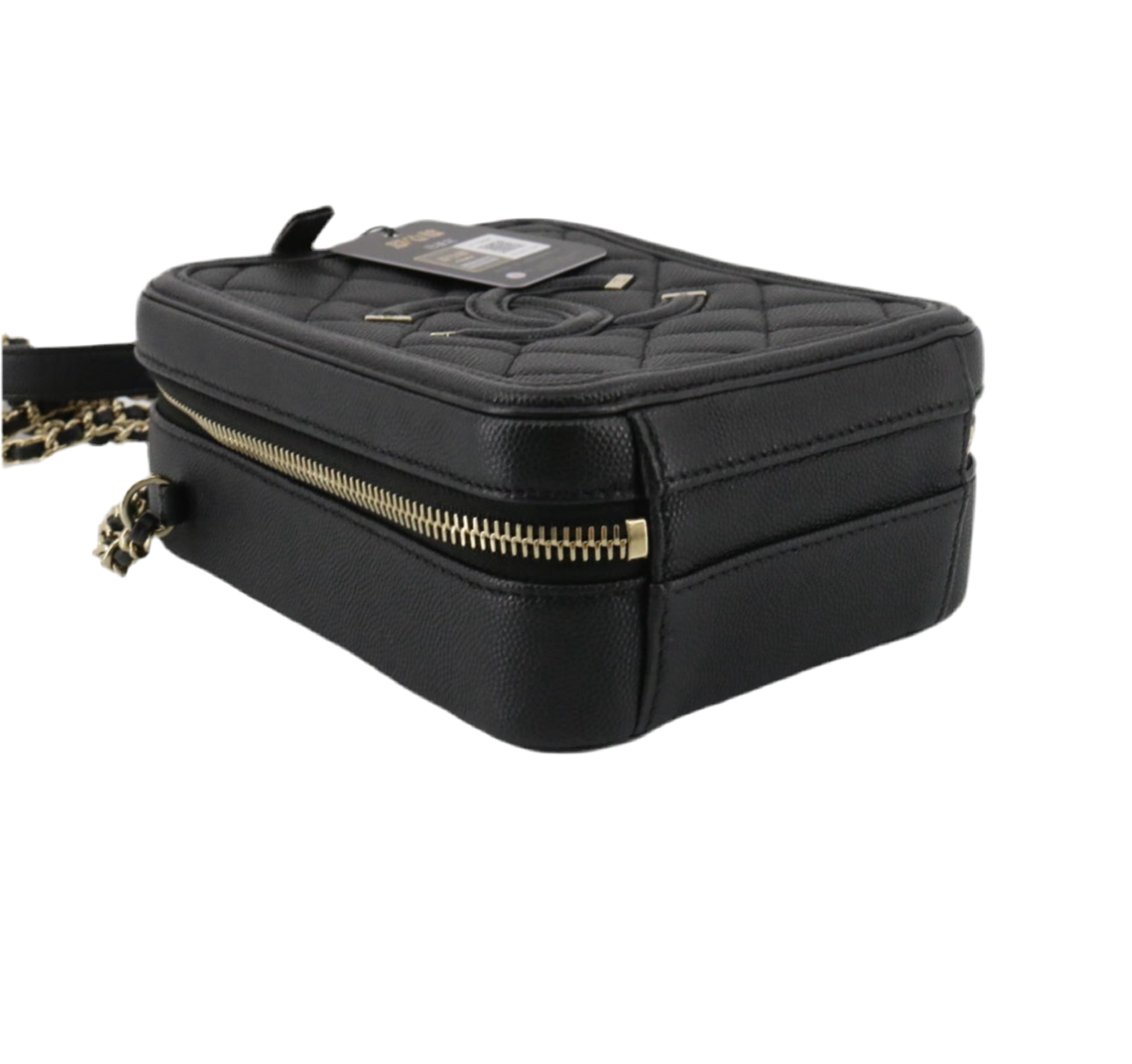 Pre-Owned Chanel Filigree Vertical Vanity Caviar Leather Crossbody (Black)