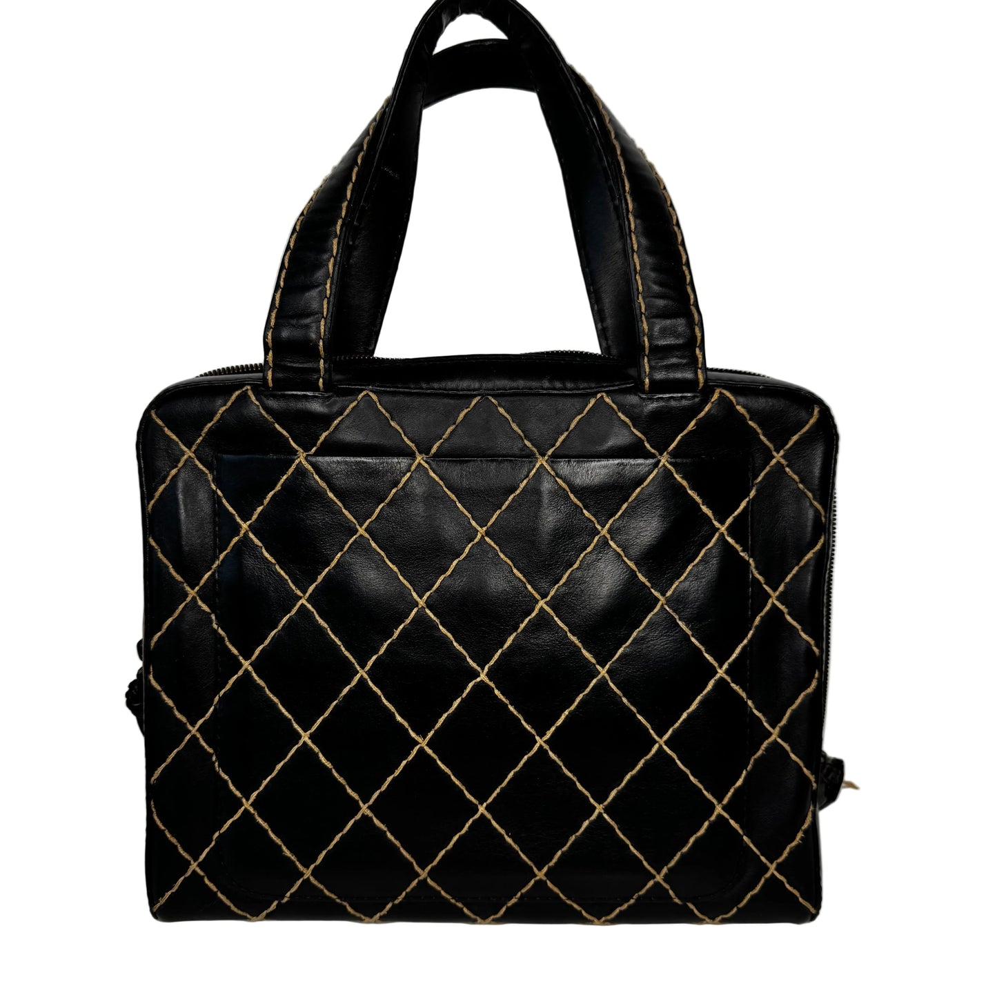 Pre-Owned Chanel Wild Stitch Lambskin Medium Tote Bag (Black) CHA.B.1026