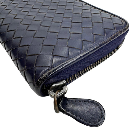 Pre-Owned Bottega Veneta Intrecciato Zippy Wallet (Navy) BOT.S.1004