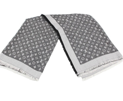 Pre-Owned Louis Vuitton Monogram Shine Blanket Shawl (Black/Gray) LOU.A.1033