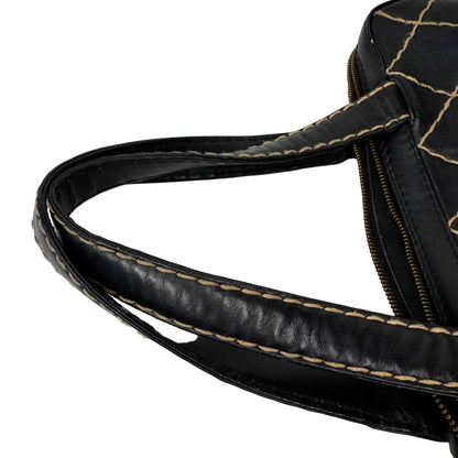 Pre-Owned Chanel Wild Stitch Lambskin Medium Tote Bag (Black) CHA.B.1026