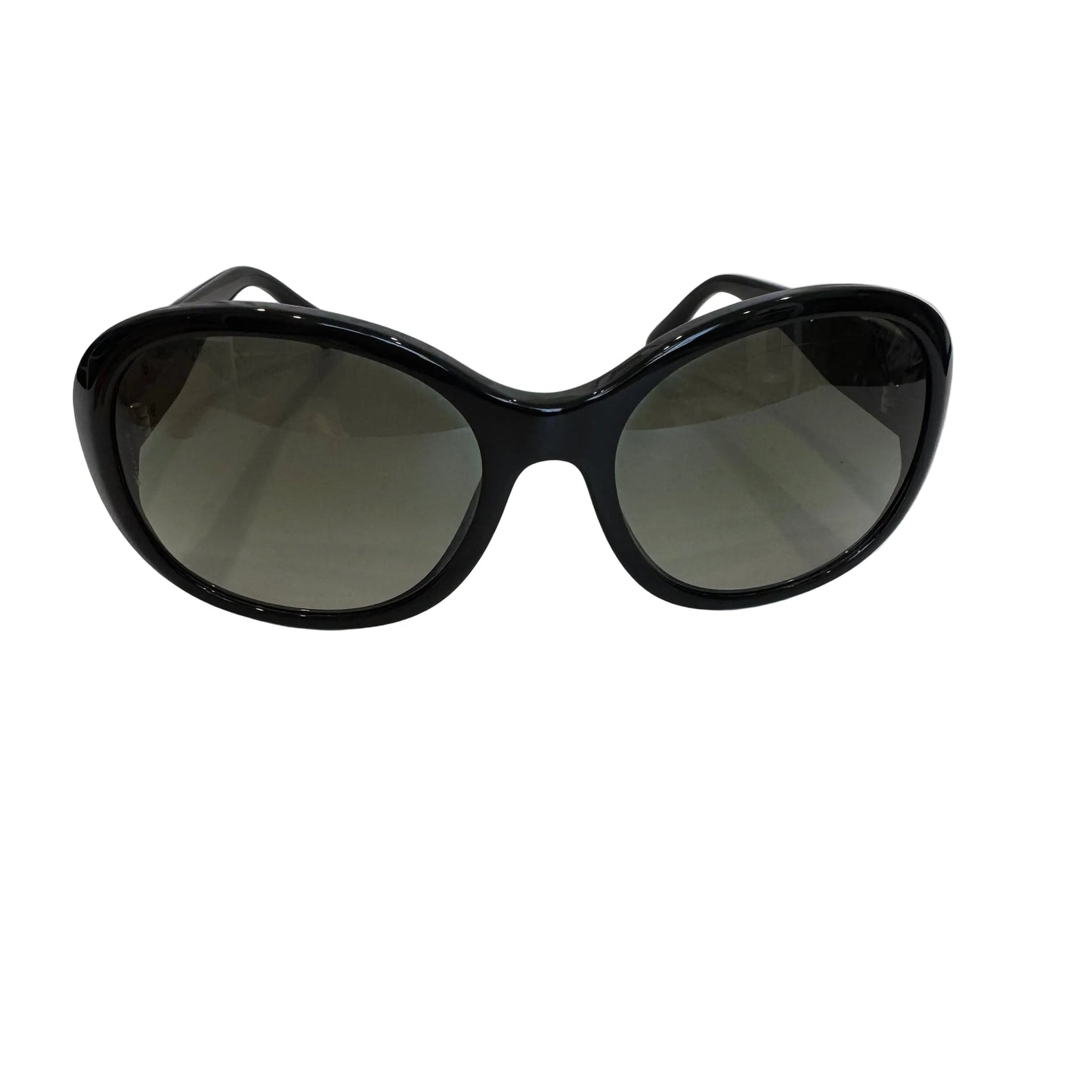 Pre-Owned Chanel Matelassé Coco Mark Cream Leather Side Sunglasses (Black) CHA.A.1014