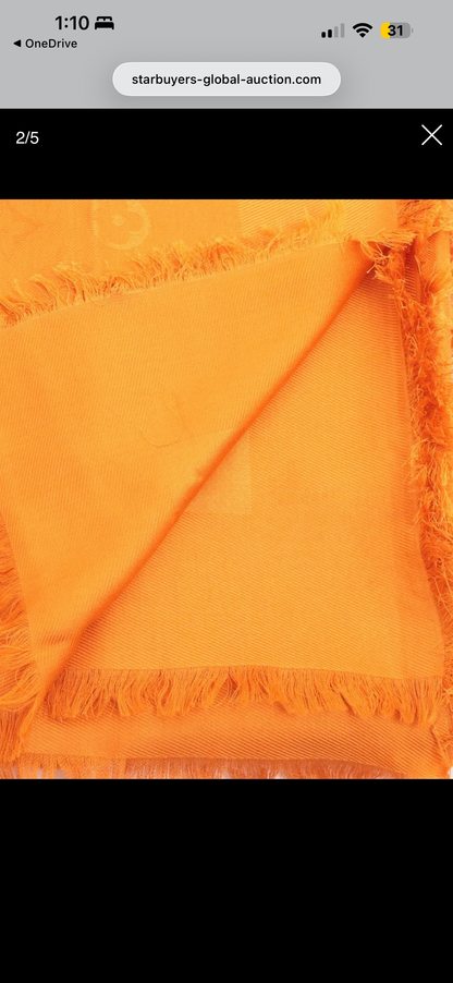 Pre-Owned Louis Vuitton Monogram Classic Blanket Shawl (Orange) LOU.A.1049