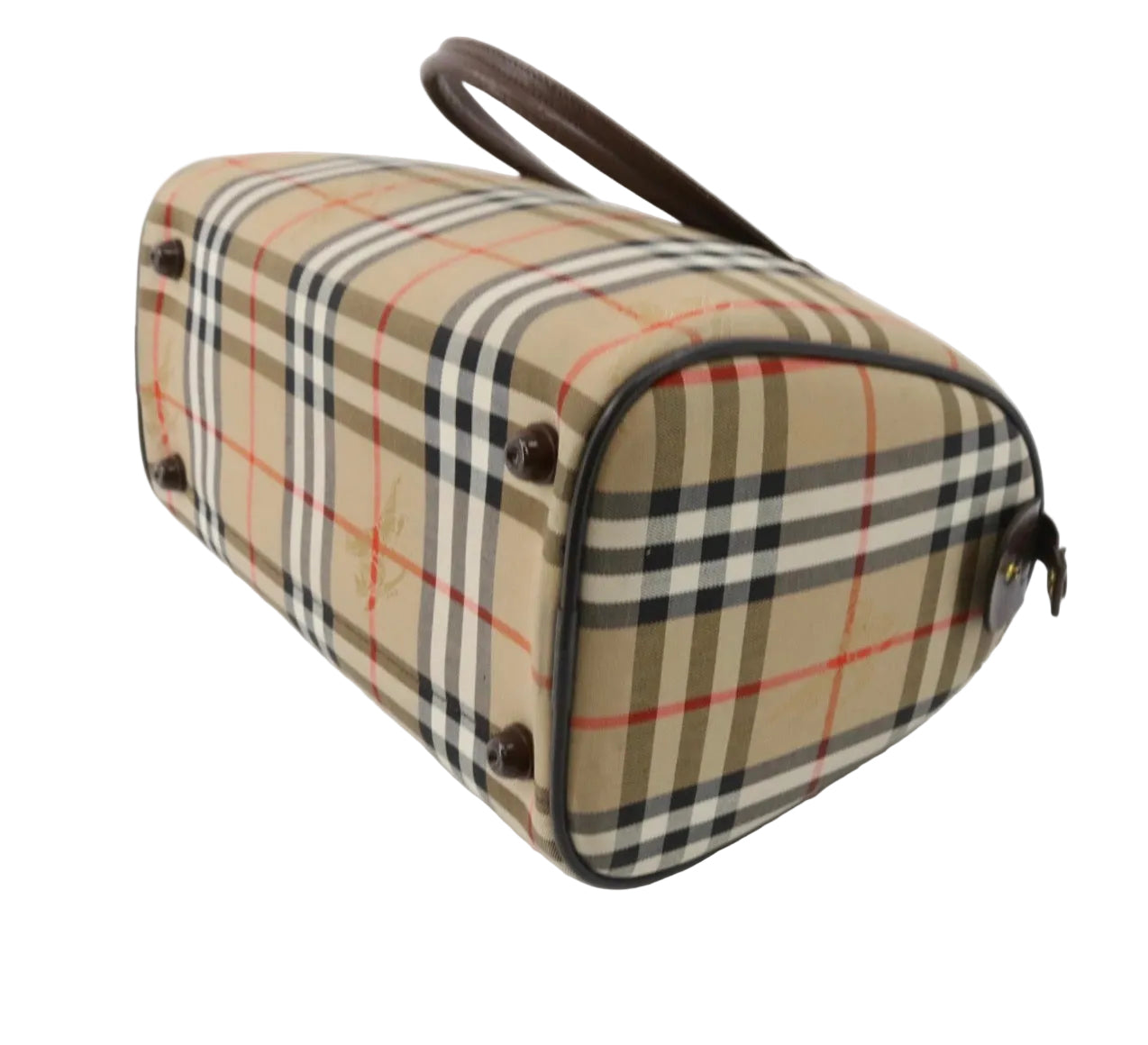 Pre-Owned Burberry Vintage Boston Haymark Check Canvas Top Handle BUR.B.1036