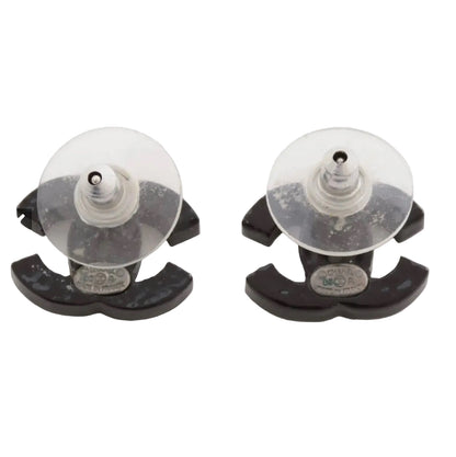 Pre-Owned Chanel 2005 Black and Stone CC Pierced Earrings CHA.J.1139