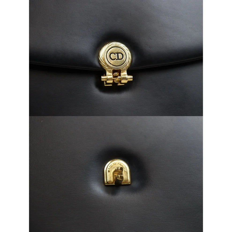 Pre-Owned Dior Vintage Box Calf Shoulder Bag (Navy)