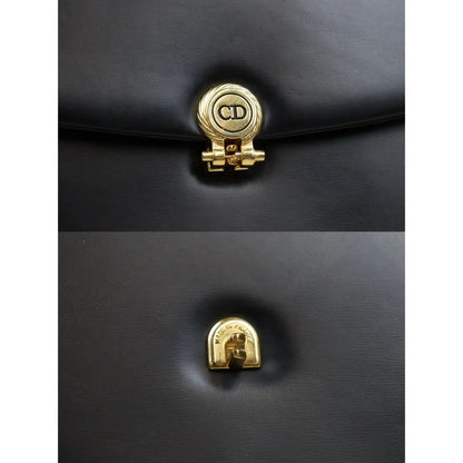 Pre-Owned Dior Vintage Box Calf Shoulder Bag (Navy)