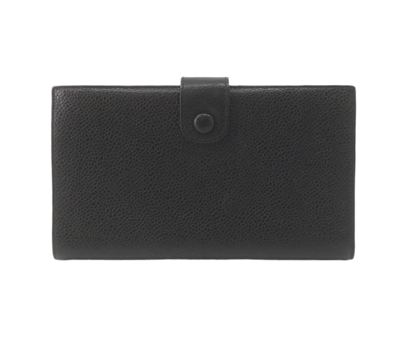 Pre-Owned Chanel Coco Mark Kiss Lock Long Wallet Caviar Leather (Black) 3 Series CHA.S.1010