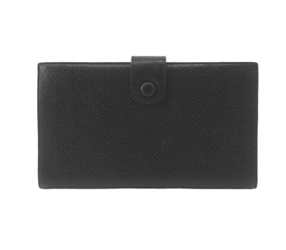Pre-Owned Chanel Coco Mark Kiss Lock Long Wallet Caviar Leather (Black) 3 Series CHA.S.1010