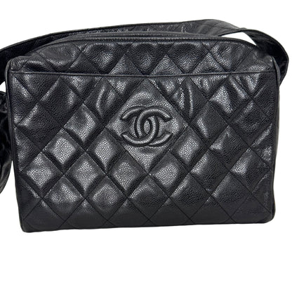 Pre-Owned Chanel Vintage Coco 3 Series Large Caviar Leather Camera Bag (Black) CHA.B.1022