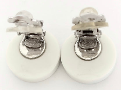 Pre-Owned Chanel Black & White Resin Coco Mark Clip on Earrings CHA.J.1142