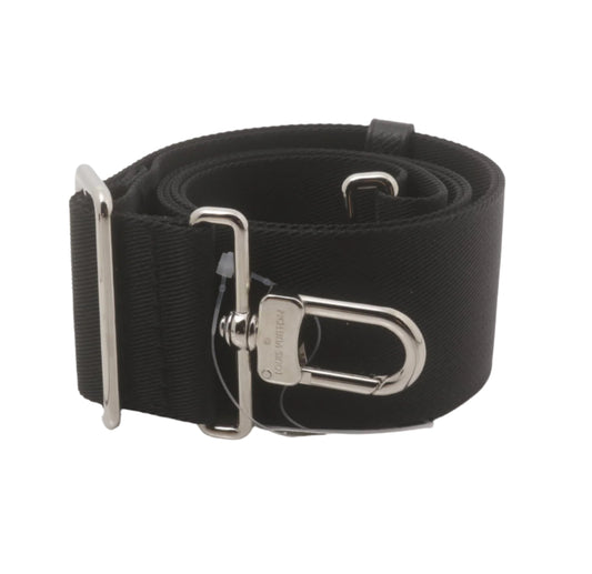 Preowned Louis Vuitton Guitar Strap w/ Silver Hardware (Black)-LOU.S.1079