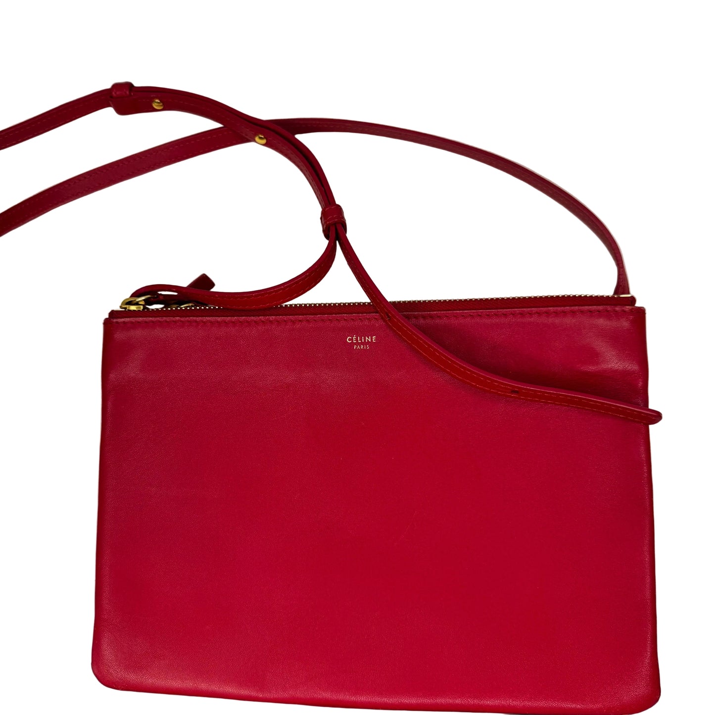 Pre-Owned Celine Triple Pochette Soft Leather Crossbody (Red) CEL.B.1005