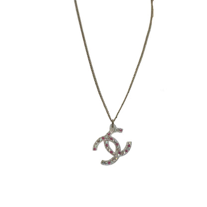 Pre-Owned Chanel Acrylic Coco Mark Colored Stone 04' Necklace CHA.J.1132