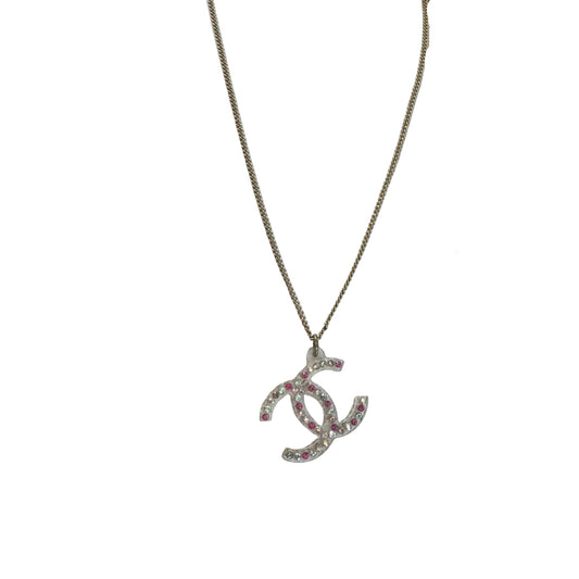 Pre-Owned Chanel Acrylic Coco Mark Colored Stone 04' Necklace CHA.J.1132