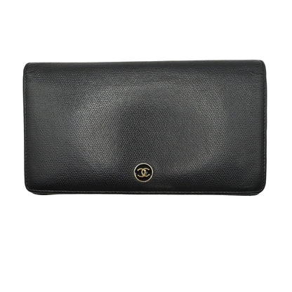 Pre-Owned Chanel Coco Button Calf Leather Long Wallet CHA.S.1008