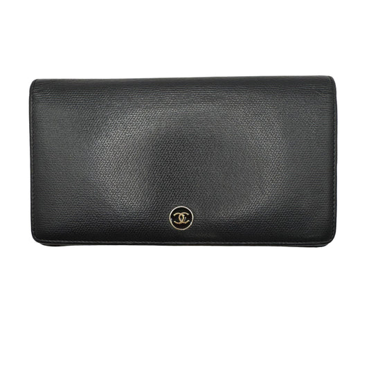 Pre-Owned Chanel Coco Button Calf Leather Long Wallet CHA.S.1008
